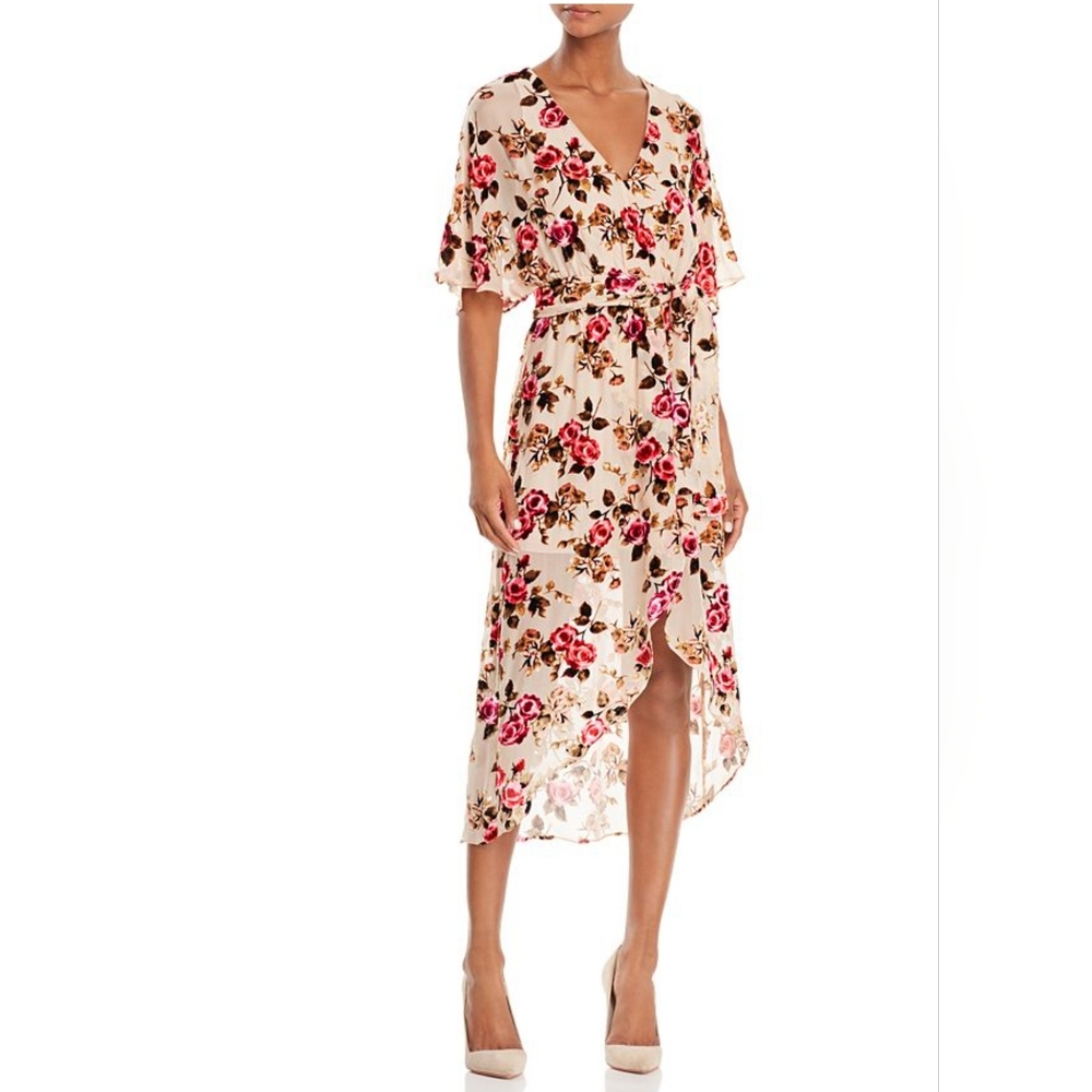 Alice & Olivia Clarine Velvet Burnout Wrap Dress Size 4